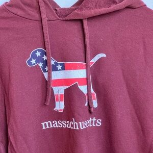 Red White Blue Dog Hoodie “Massachusetts” Across the Chest